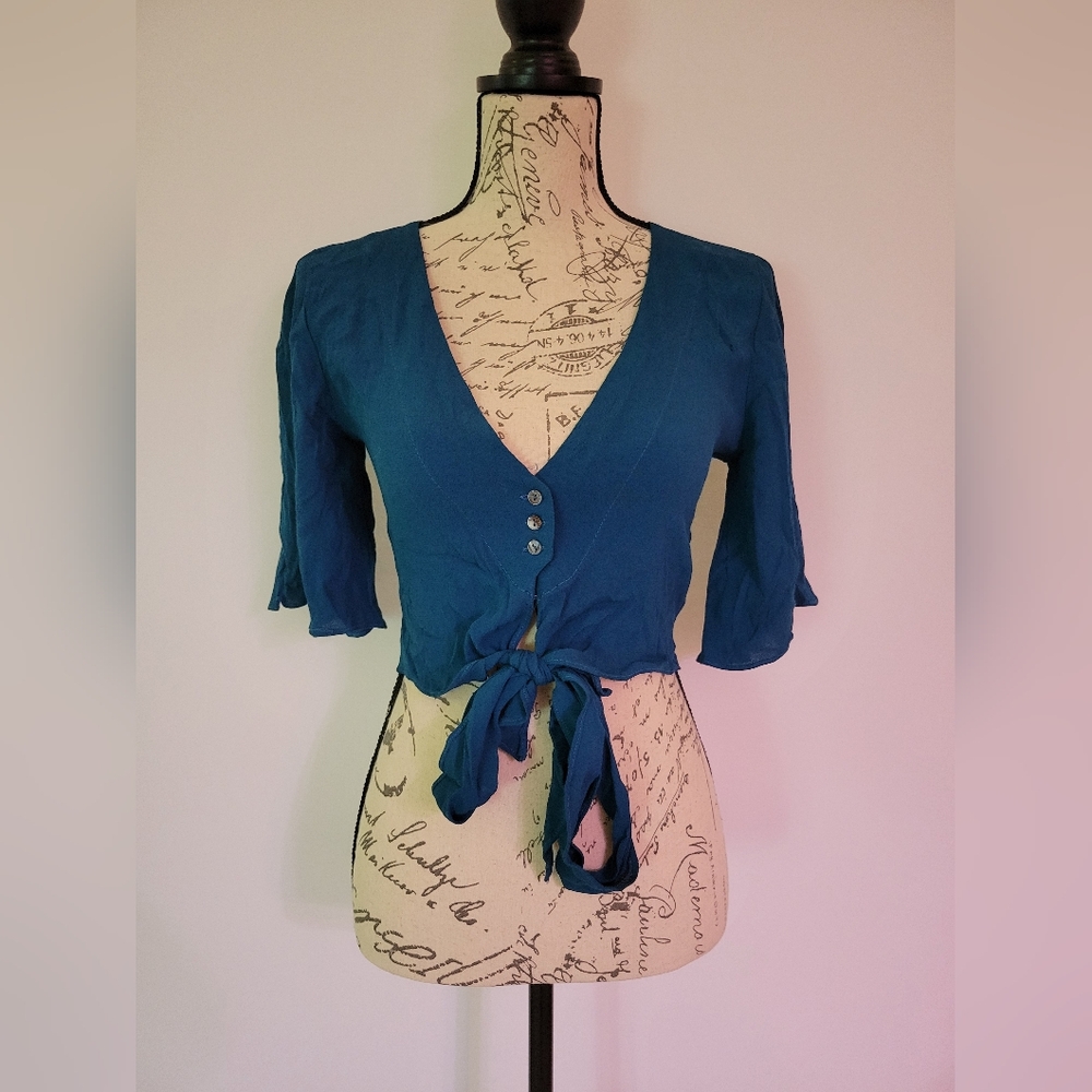 AKIRA Dark Blue Younger Self Crop Top Size S